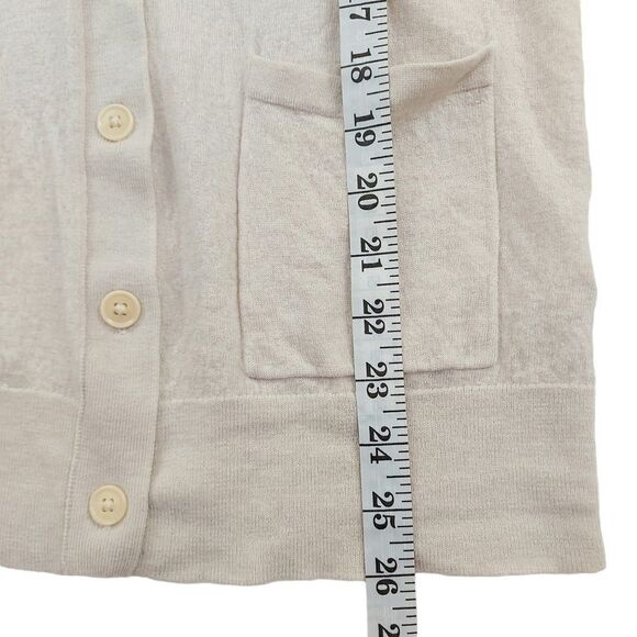 Banana Republic Sweater Womens Beige Large Merino Wool Button Up Knit V-Neck - Picture 11 of 12